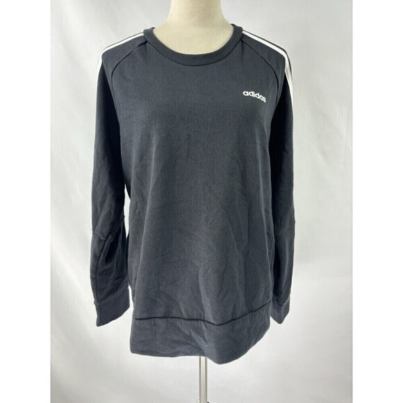 Adidas Pullover Sweatshirt Black Large Tunic Style Long Sleeve - Picture 1 of 10